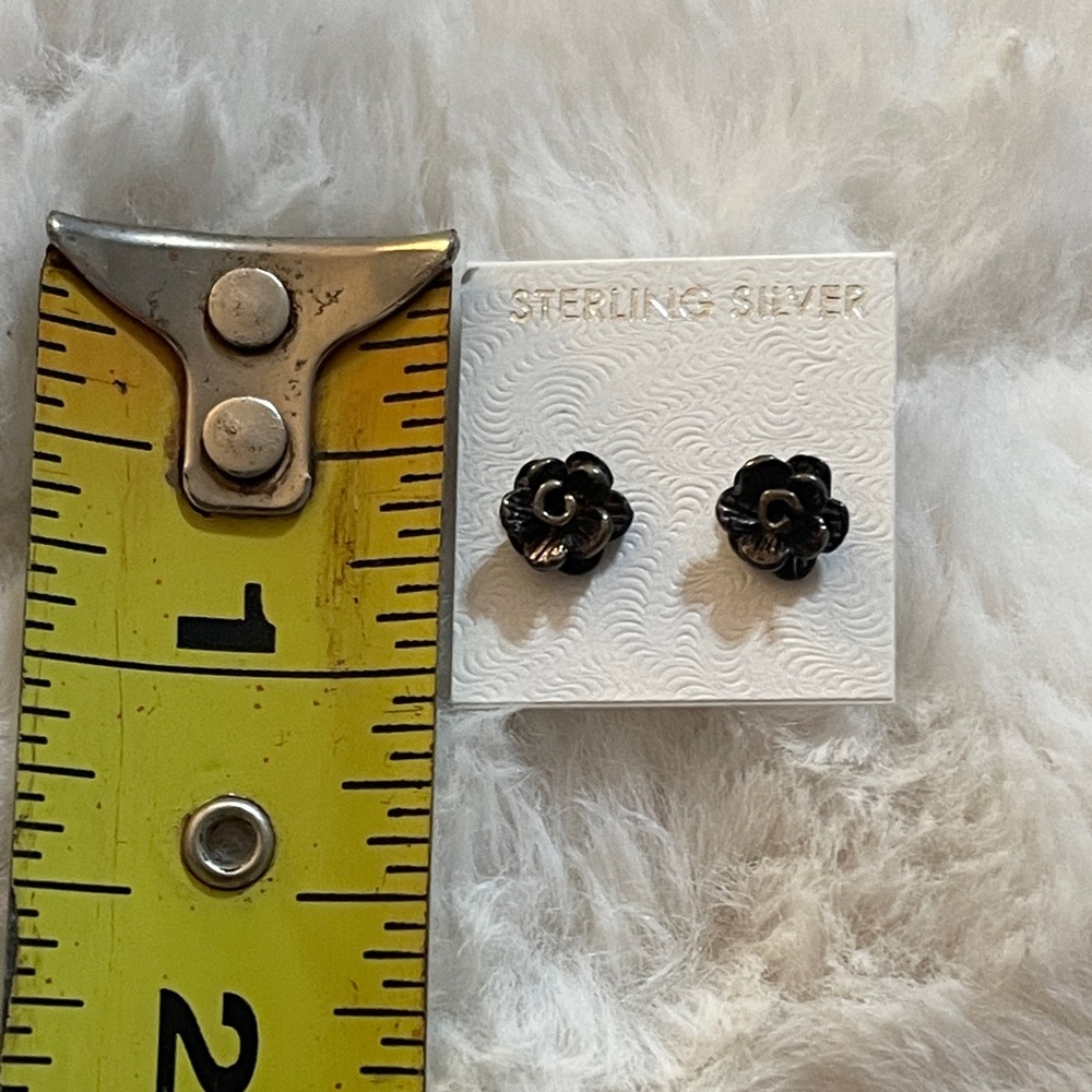 Sterling silver rose stud earrings